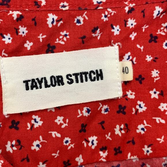 Taylor Stitch Red Casual Button Down Shirt with Geometric Pattern - Picture 6 of 12